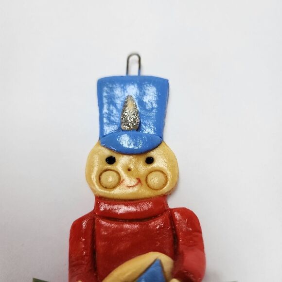 Vintage 1984 Handmade Salt Dough Christmas Ornament Toy Soldier - Picture 2 of 3